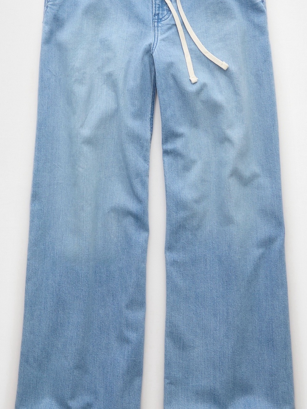Light Blue Wide Leg women Jeans with Drawstring Waist - Picture 2 of 3